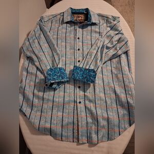 Robert Graham Blue Plaid Men's Shirt Size 1XL